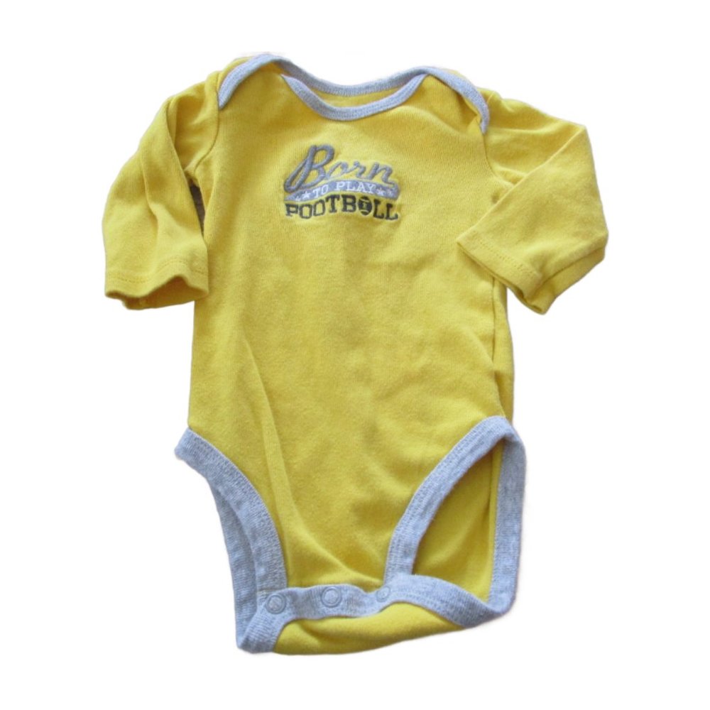 Carters Just One You 1 Pc Bodysuit Boys 3M Yellow Long Sleeve Football Sports